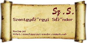 Szentgyörgyi Sándor névjegykártya